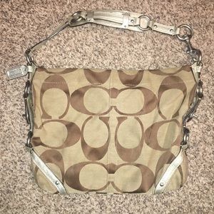 Genuine Coach Signature Brown Hobo Handbag